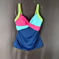 Lands' End Women's 8 Underwire Wrap Tankini V-Neck Swimsuit Top