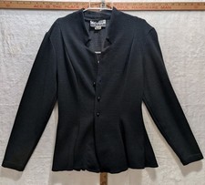 Vintage Marnie West Black Ribbed Blazer Jacket Made in USA Size 9-10