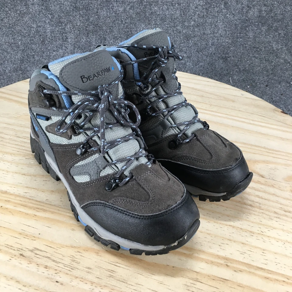 Bear Paw Boots Womens 8 Corsica Hiking Ankle Bootie Lace Up Gray Leather Trek - Image 3 of 4