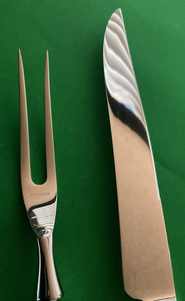 2 ШТ. LUNT Sweetheart Rose Чистое Серебро Большой Набор для Резьбы ОТРЕМОНТИРОВАННЫЙ - Изображение 3 из 4