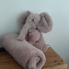 Jellycat Brown Luxe Smudge Elephant Soother Baby Blanket RRP £50 NWOT 