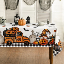 Halloween Tablecloth 60 X 84 Inch Rectangular Ghost Pumpkin Washable Table Cov