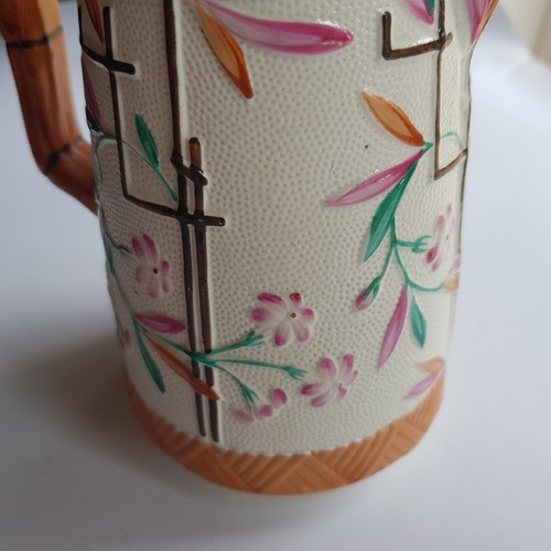 Antique Brownhills Majolica Bamboo Trellis Salt Glaze Jug 1880s England #1469 - Picture 8 of 20