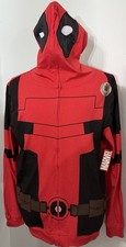 NEW Marvel Deadpool Cosplay Unisex Hoodie Full Zip Face Mask Medium M NWT