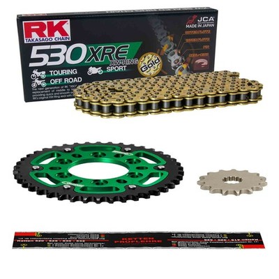 RK Kettensatz Kawasaki ZZR 1100 (ZXT10C) 90-92, verstärkt E gold STEALTH grÃ¼n N
