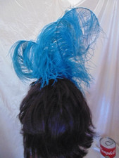 Vtg Turquoise Plume Ostrich Feather Fascinator Headband Gatsby Flapper Costume