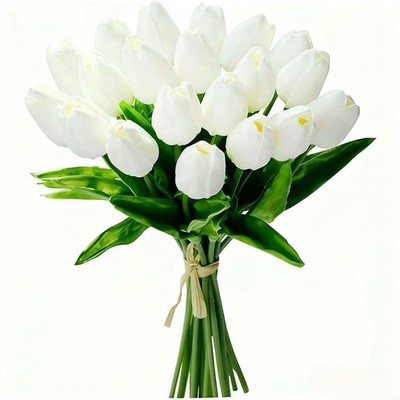 20Pcs Tulips Artificial Flowers Real Touch 13.5'' PU Faux Flowers Tulip Stems ...