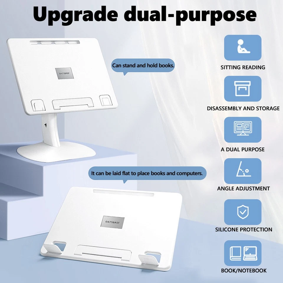 2IN1 Portable Laptop Stand Tray Holder 90°Tilt Book Stand For Genion Everywhere - image 2 of 4