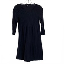 Eileen Fisher Black Wool Mini Sweater Dress | Size S
