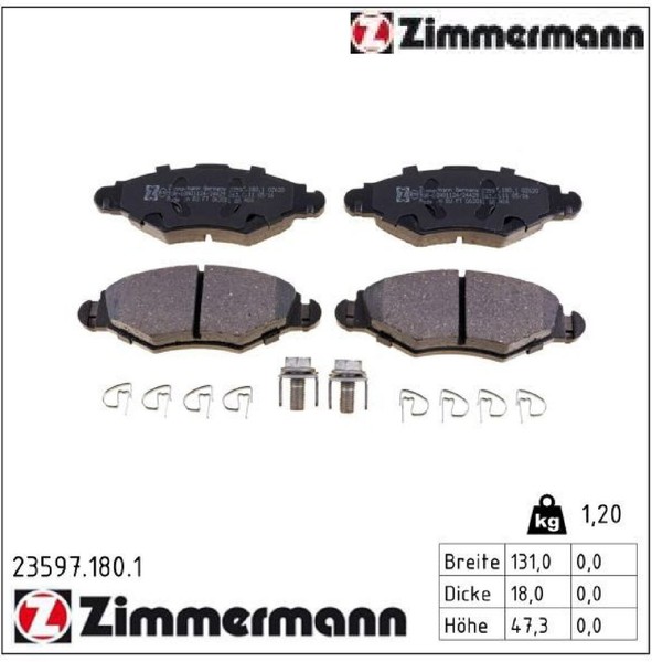 Zimmermann 23597.180.1 Bremsbelagsatz FüR Scheibenbremse Bremsbelagsatz-image