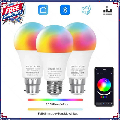 Tuya Smart RGB+CW LED Bulb Dimmable Bluetooth APP Control E27 B22 15W 18W Tool