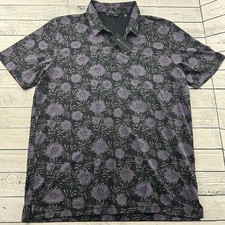 NEW Travis Mathew Short Sleeve Floral Hawaiian Polo Shirt Men's XXL Black
