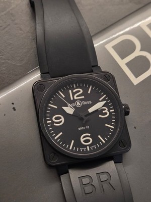 BELL & ROSS BR 01-92 AUTOMATIC SWISS ETA FULL SET 46MM BLACK PVD NO CHRONO