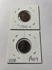1909 VDB Nice Brown Lincoln Cent Wheat Penny And 1910 Coin BG But “You Decide”