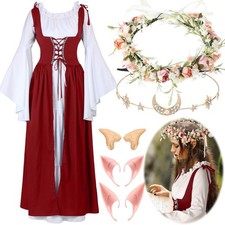 6 Pcs Medieval Renaissance Fairy Dress Costume for Women - Cosplay Outfit Set