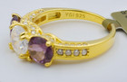 LAB CREATED AMETHYST &  W/SAPPHIRE RING RING 14K YELLOW GOLD PLATED (.925) - NWT — photo 4