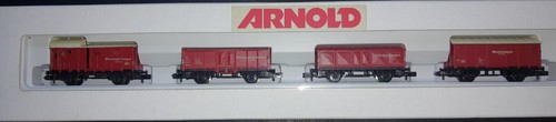 Arnold  0284  Löschwagenzug - Set der 4 teilig; in OVP, Spur N | Condition: Neu