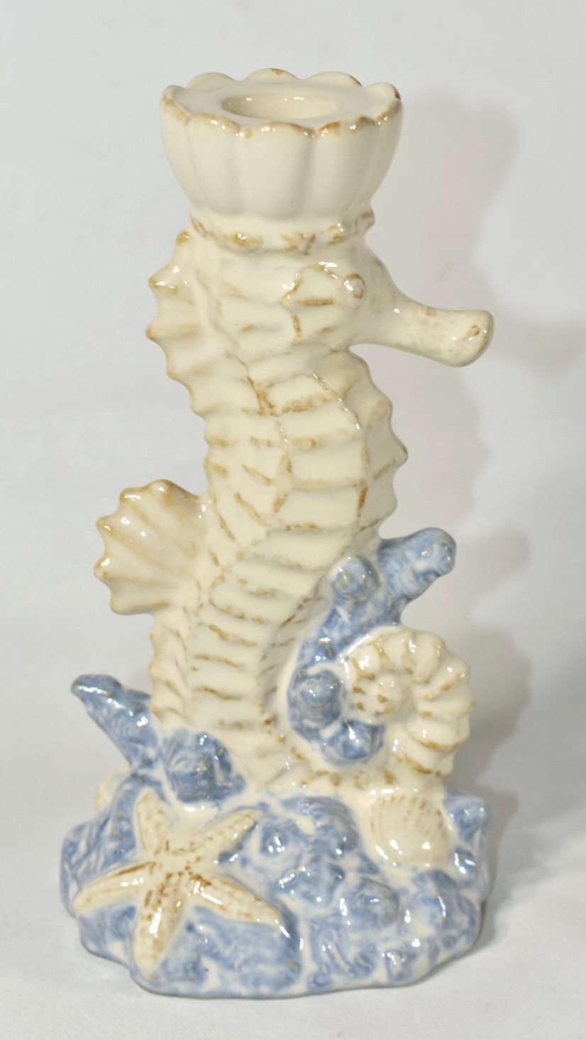 Glazed Stoneware 7.25" Ocean Sea Beach Neutral Blue