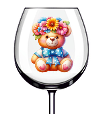 12x Muttertag Teddybär Rose Vinyl Aufkleber Abziehbild Becher Weinglas Laptop