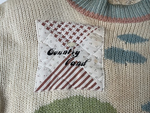 Woman's Large Evian Ltd. Vintage Knitted Embroidered Grandma Sweater - PATCHWORK - Picture 12 of 17