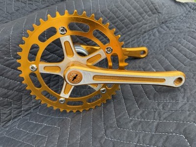 Takagi Tourney Vintage BMX Cranks 3-Piece Set 170mm Gold Anodize