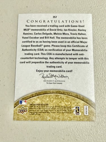 Upper Deck Ballpark Collection Eight Swatch Ortiz Hafner Delgado Hanley Mora Hal - Picture 6 of 7