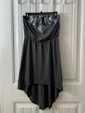 Express Gray Sequin Strapless Hi-Low Geometric Party Dress Size S