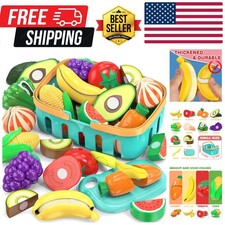 Cutting Play Food Toys For Kids, Pretend Play Kitchen Accessories, Fake Fruit...