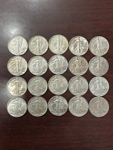 AU/BU Walking Liberty Half Dollars, Lot of (20)