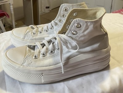 Converse Ctas Move For Women Platform Sneakers Casual White Canvas 568498C Sz 8