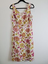 Boden Size 14 Long Floral Fit Flare Dress Stunning 100 Cotton Fully Lined