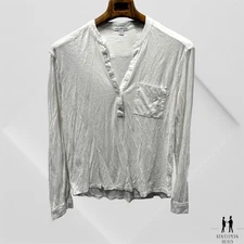 Standard James Perse Slub Jersey Henley Button Top Women's 3 (L) White V-Neck