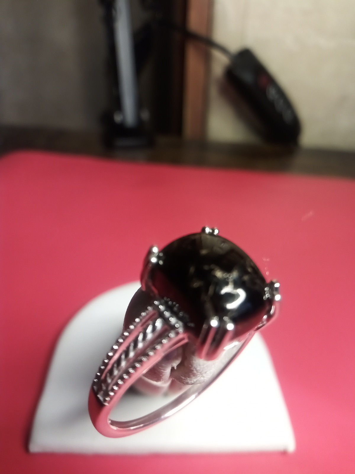 Shungite Matrix Silver Solitaire Ring Sterling Si… - image 3