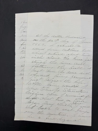 1864 Handwritten Account Battle of Piedmont Civil War Injured by Bullet