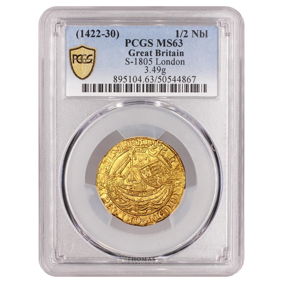 Moneda Gran Bretaña Oro - Demi Noble d'or à l'annelet - Enrique VI - Londres PCGS Foto 3 de 3