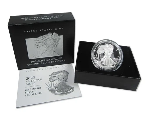 2023 W American Eagle One Ounce Silver Proof Dollar Coin US Mint Box 23EA COA