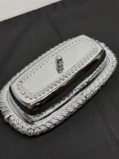 Vintage Irvinware Stainless butter dish USA Kitchen Ware Glass tray 