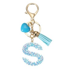 Alphabet Initial Letter Keychain Resin Cute Keychains with Letter S Pendant Blue