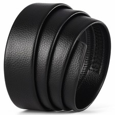 3.5cm Width Men Real Leather Automatic Belt Ratchet Replace Strap No Buckle
