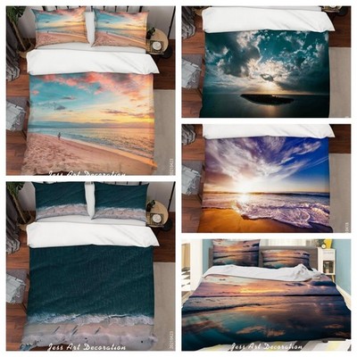 3D Sunset Beach Sky Clouds Landscape Quilt Cover Duvet Cover Comforter set