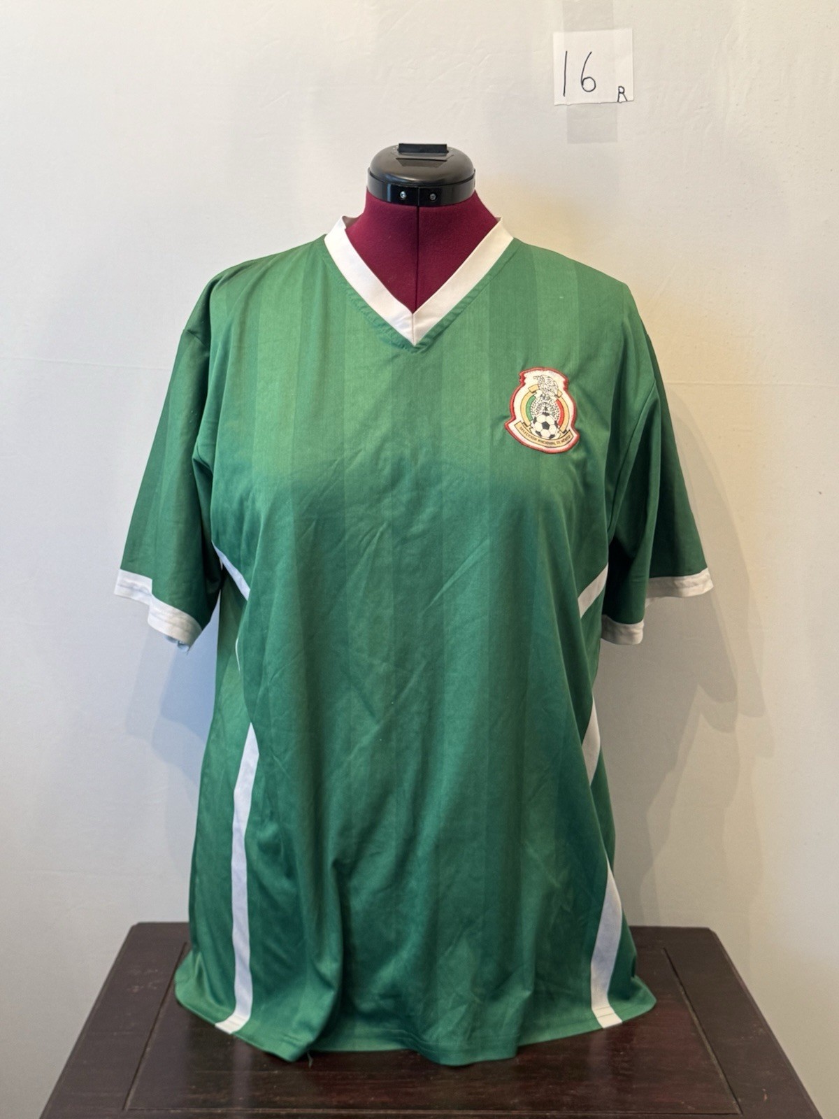 Mexico National Soccer Team Replica Jersey Green White V-Neck — Fits XL/XXL