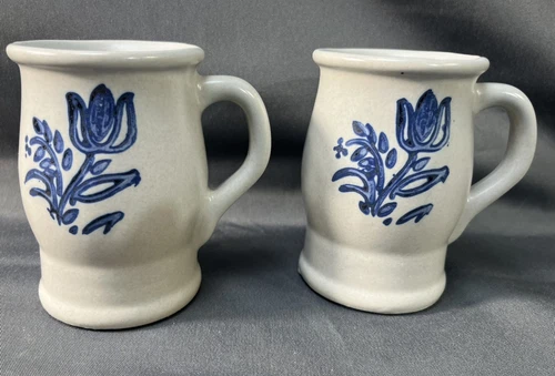Pfaltzgraff Coffee Tea Mug Cup Set Of 2 Lot Blue Tulip Yorktowne Barrel~12oz NEW