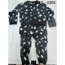 Kids Space Astronaut UFO Print Pajama Set Black XS 4/5 2 Piece Joggers
