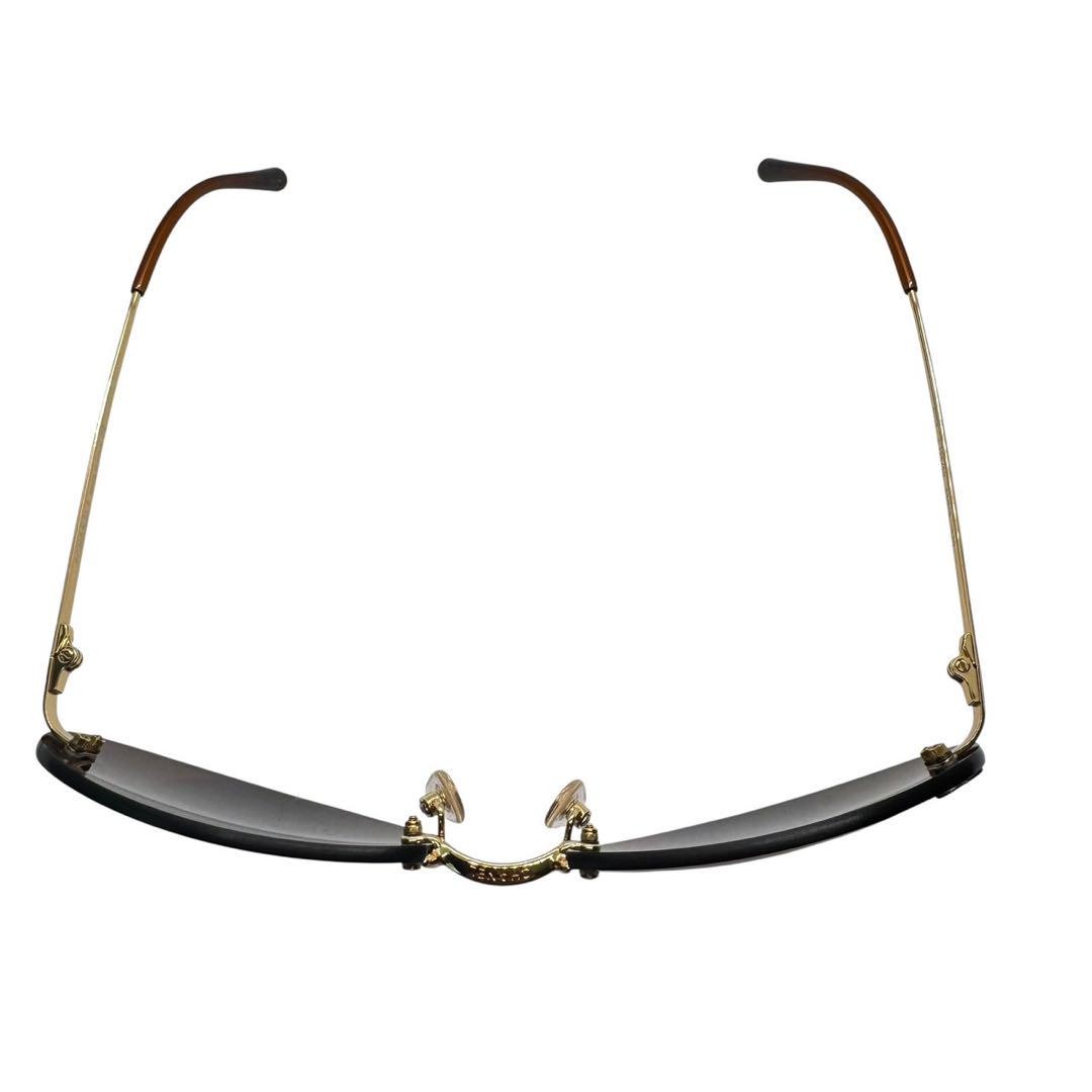 CHANEL 4013 Rimless Sunglasses Coco Mark Gold Frame Brown Lens