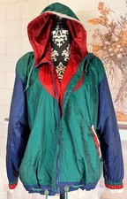 VTG East Westi BrightColorBlock 100  Nylon Lined Windbreaker Zipped Up Jacket M