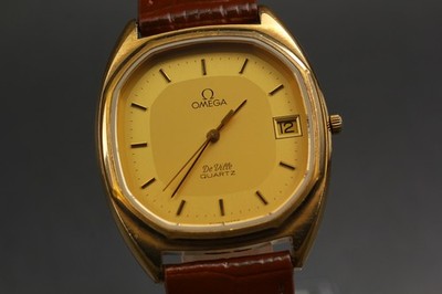 OMEGA DeVille 1332 レディース 腕時計 Vintage 1979 OMEGA DeVille Cal.1332 Quartz Gold 33mm Date Men's