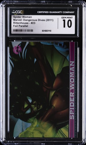 2011 RITTENHOUSE DANGEROUS DIVAS FOIL PARALLEL #23 SPIDER-WOMAN CGC 10 GEM MINT