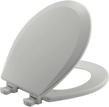 Toilet Seat Round Ice Grey Durable Wooden Easy Clean Fast Installation