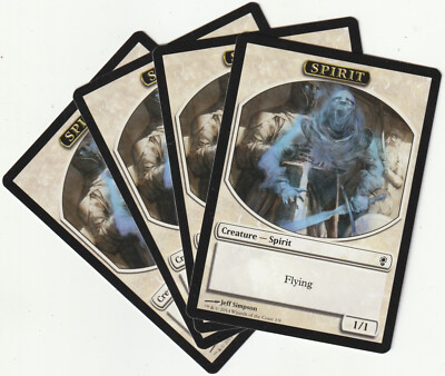   4 MAGIC The Gathering SPIRIT White Creature Token PLAYSET CNS/EN NM/EX