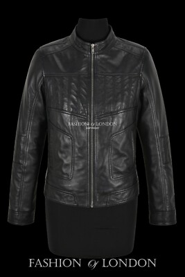 Damen Biker Lederjacke Schwarz Echt Lammleder Klassisch Freizeit Mode Designer